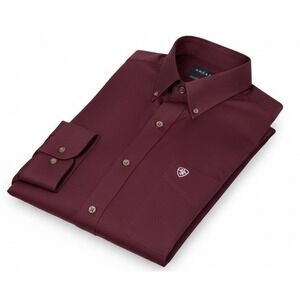 Ariat Team Logo Twill Long Sleeve Shirt Size XL Tall Burgundy With Logo